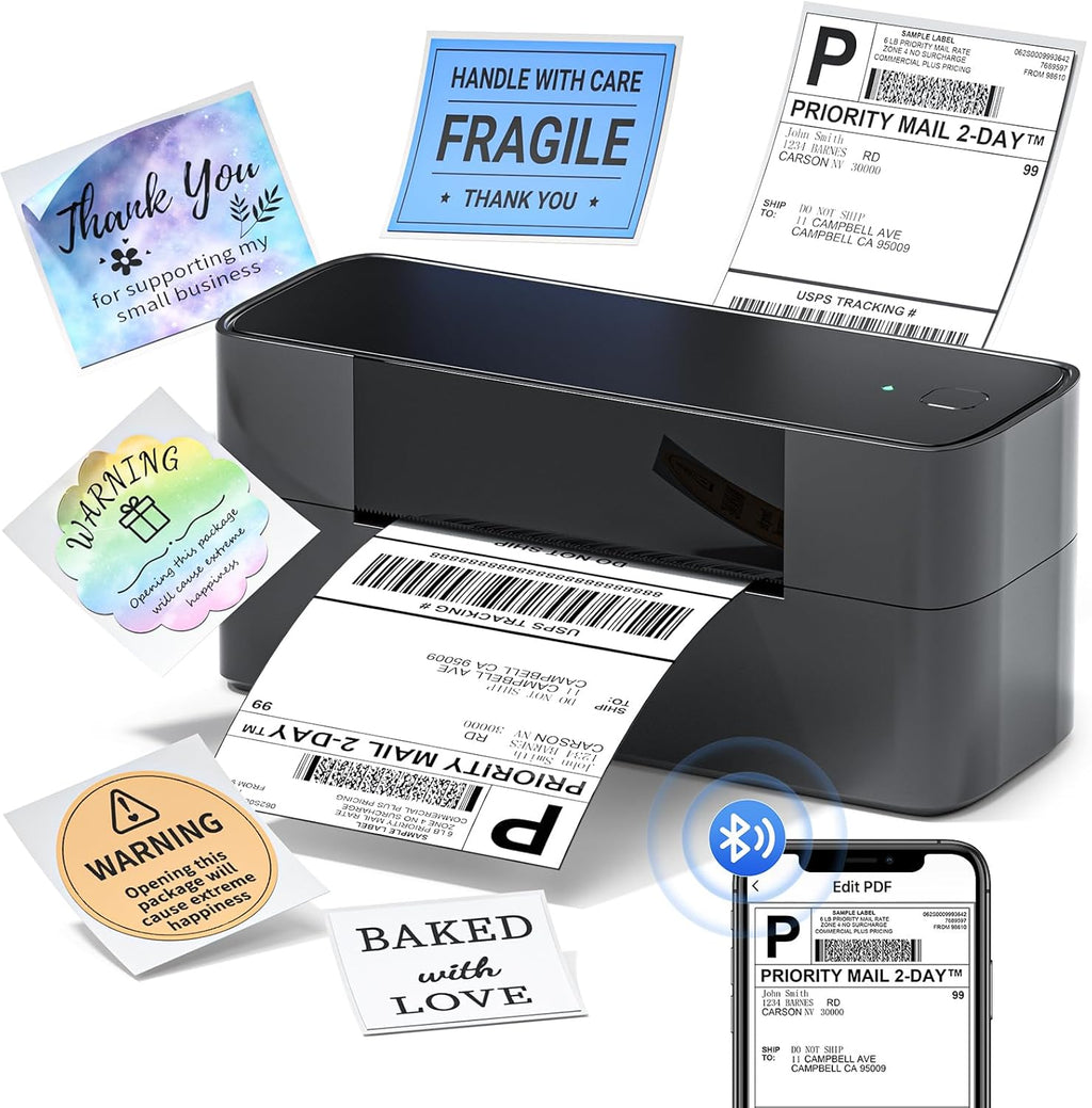 Phomemo Bluetooth Thermal Label Printer, 4x6 Thermal Shipping Label Printer for Small Business, 245-BT Bluetooth Shipping Label Printer for Shipping Packages, Compatible with iPhone, USPS, Amazon