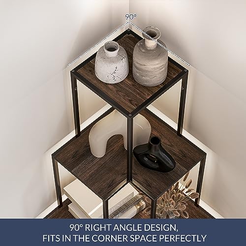 BELLEZE 5-Tier Corner Bookshelf with RGB Light, 66" Tall L-Shaped Bookcase U343072