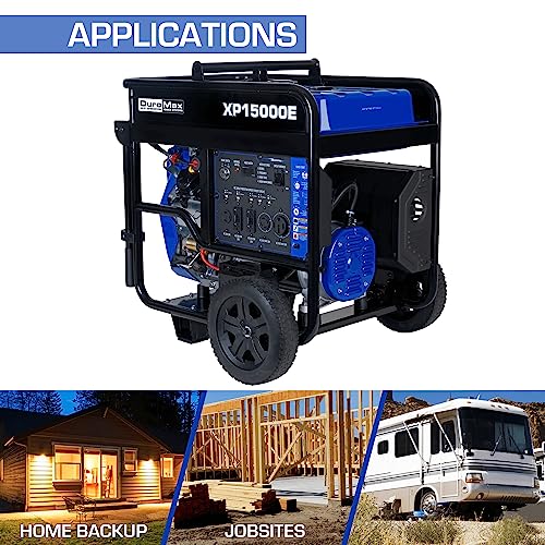 DuroMax XP15000E Gas Powered Portable Generator 15000 Watt Electric Start, Home Backup & RV Ready Q500956