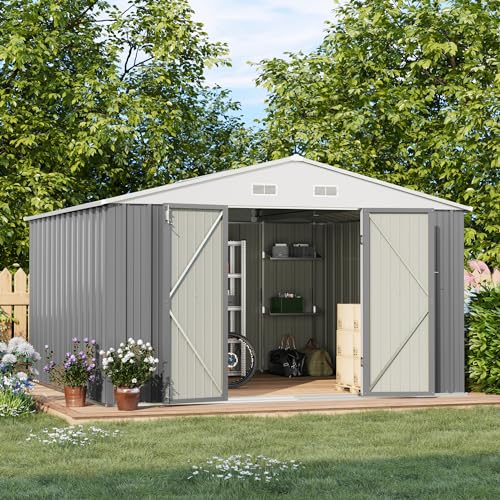 Patiowell 3 x 3 FT Outdoor Storage Shed with Sloping Roof, Grey F27529