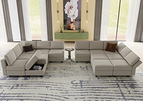 Belffin Oversized Modular Sectional Sofa with Double Chaises and Storage F17277