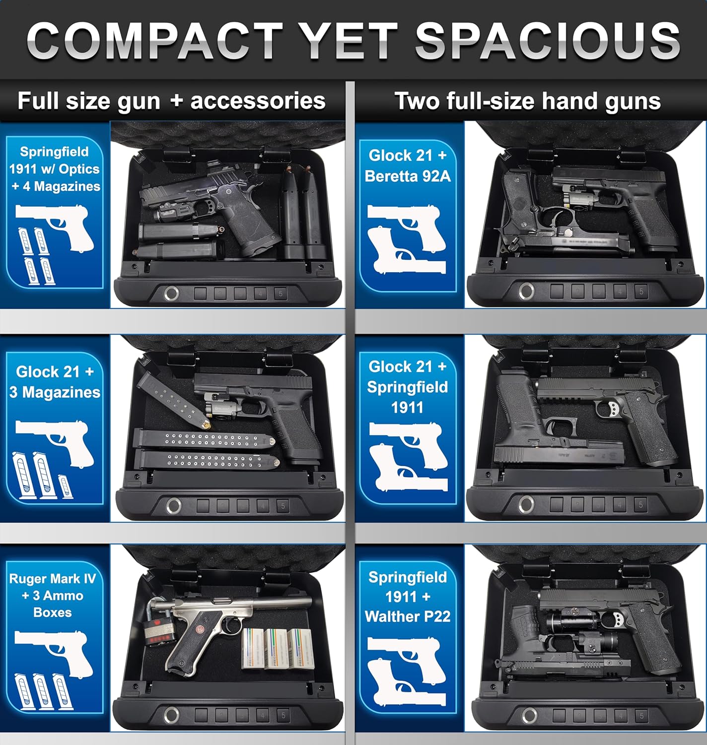 Biometric Gun Safe for Handgun with Fingerprint Reader and PIN Keypad O28853