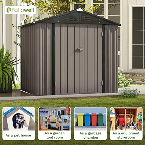 Patiowell 3 x 3 FT Outdoor Storage Shed with Sloping Roof, Grey F27529