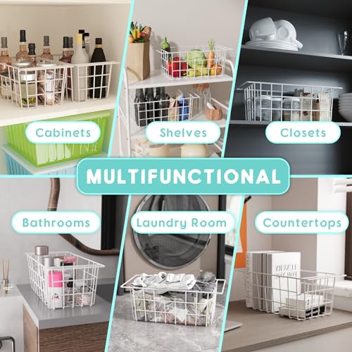 Chest Freezer Organizer Bins 2Packs with Hanging Handles, Metal Wire Storage Basket N1098