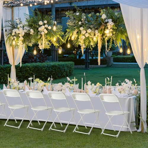 10 Pack White Plastic Folding Chair with Steel Frame A149586