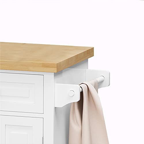 Kitchen Island Cart on Wheels with Wood Top and Drop Leaf Breakfast Bar M7732