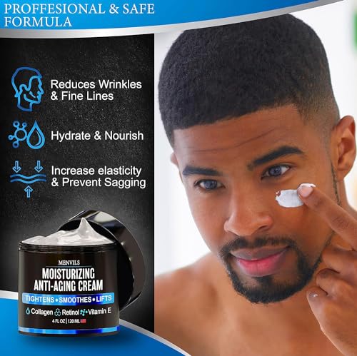 Men's Face Moisturizer Cream with Collagen and Retinol, 4 oz V598