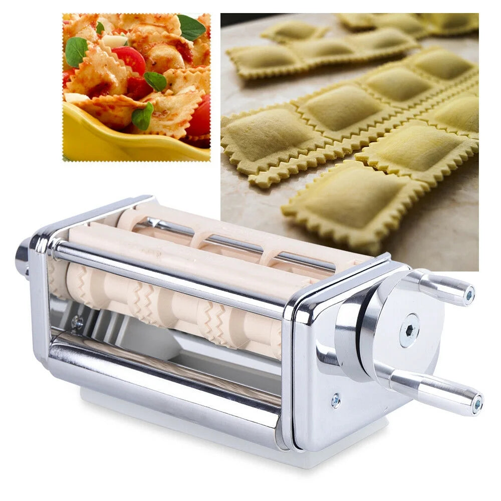 ZhdnBhnos Kitchen Pasta Roller Cutter Ravioli Maker Stand Mixer Attachment Stainless Steel C104560