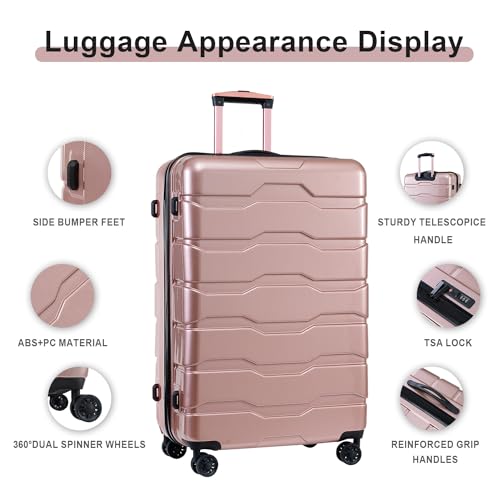 Women Luggage Sets Hard Shell Suitcase 3 Piece Purple with TSA Lock Q593797
