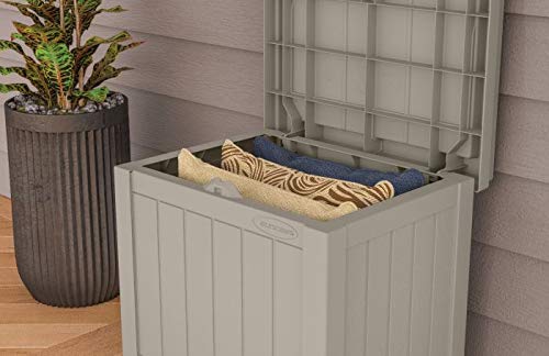 Suncast Horizontal Shed, Compact Outdoor Storage, 34 Cu. Ft., Sand & Slate Q165