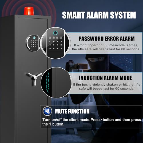 Fireproof Long Gun Safe with Digital Touch Screen Keypad C34774