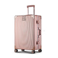 Aluminum Frame Hardside Luggage with Spinner Wheels and TSA Lock, 8 Spinner Wheels Luggage Lightweight Carry On Suitcase, Rolling Luggage Carry on for Travel/business (26 inch, Rose Gold+White)