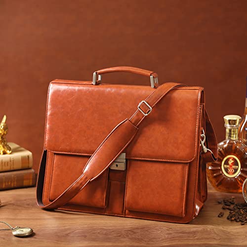 Jack&Chris Men's PU Leather Attache Briefcase Messenger Bag M859791