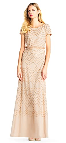 Adrianna Papell Women's Short Sleeve Beaded Gown H9938