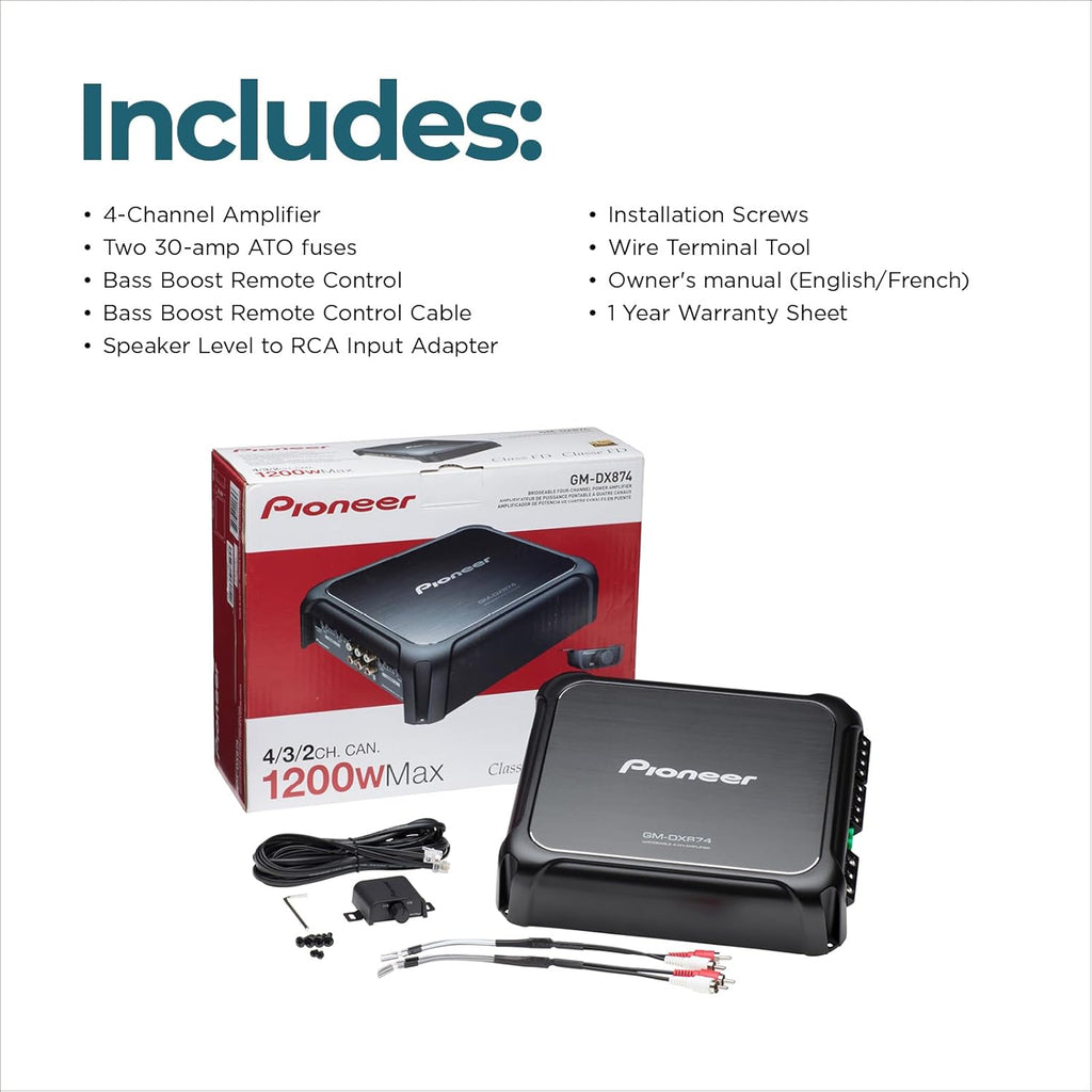 Pioneer GM-DX874 4-Channel Class D 1200W Amplifier E20903