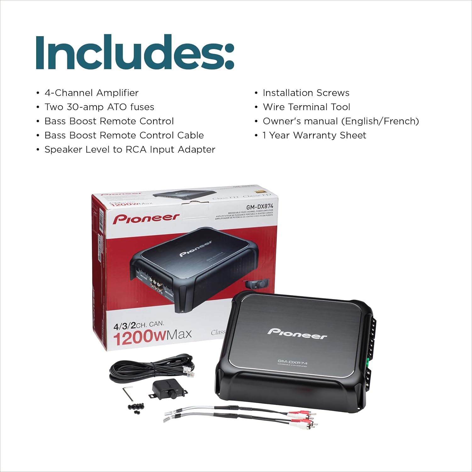 Pioneer GM-DX874 4-Channel Class D 1200W Amplifier E20903