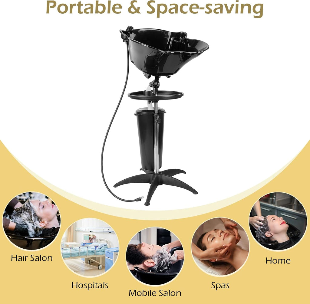 Dyna-Living Portable Shampoo Bowl Salon Basin Sink with Adjustable Height Z244005