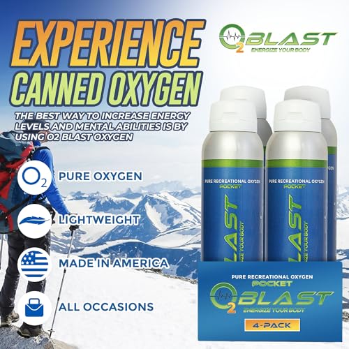O2 Blast Pure Oxygen Supplement 4 Liter Portable Canned Oxygen 4 Pack I6595
