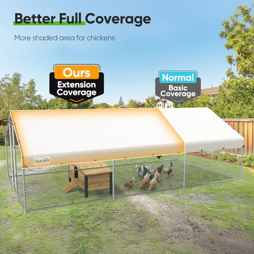 Quictent Large Metal Chicken Coop Run with Roosting Perch for 20+ Poultry, Outdoor Walk-in Hen House, 12x9x6.6FT N28773