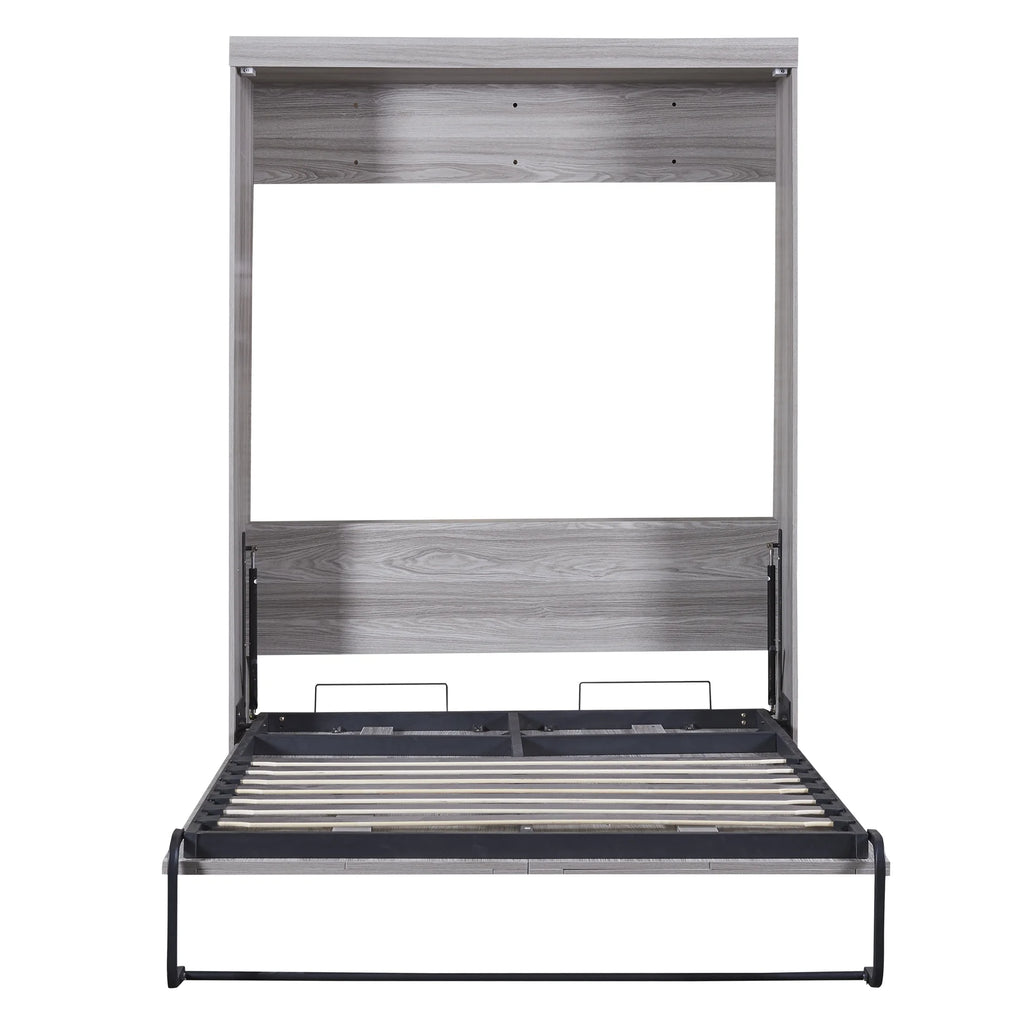 Euroco Pine Wood Full Size Murphy Bed Wall Cabinet Gray L132213