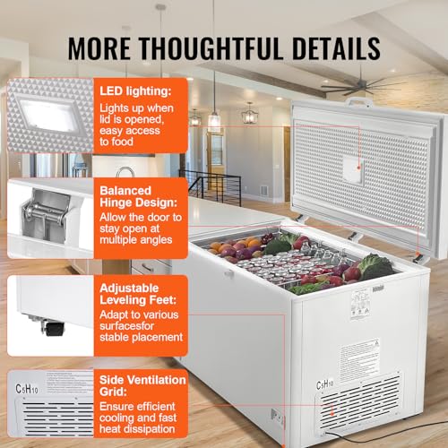 VEVOR Chest Freezer 12.8 Cu.ft with 4 Removable Baskets, Locking Lid R36567