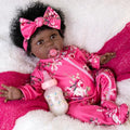 Aori Lifelike Black Reborn Baby Dolls - 22" Black American Newborn Doll with Cloth Body, Feeding Kit & Gift Box - Realistic Girl Babies for Kids 3+