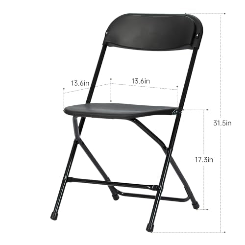 Plastic Folding Chair 10-Pack, Portable Commercial, 450 lb Capacity, White R613