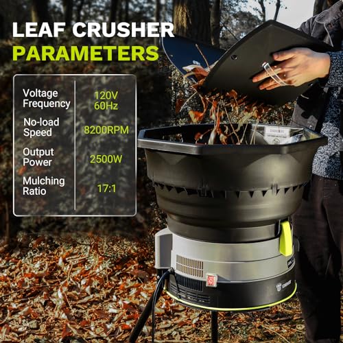 DEKOPRO Electric Leaf Mulcher Shredder 13-Amp 8200RPM Motor with Leaf Scoops S88703