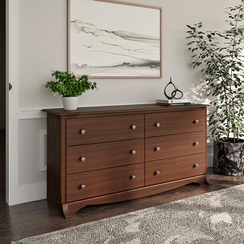 Prepac Rustic Ridge Farmhouse 6-Drawer Double Dresser, Brown X6434