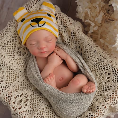 BABESIDE Lifelike Reborn Baby Doll 16 Inch Full Platinum Silicone Sleeping Girl with Gift Box B5536