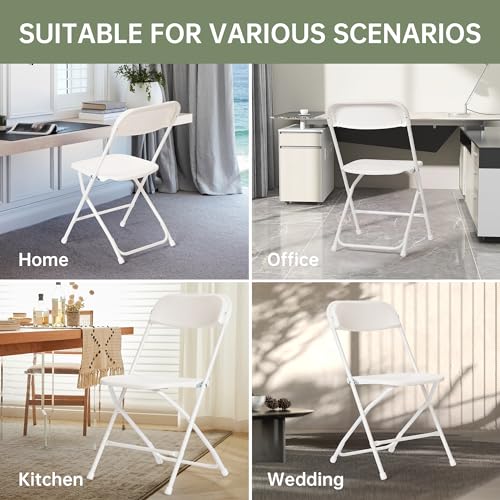 Plastic Folding Chair 10-Pack, Portable Commercial, 450 lb Capacity, White R613