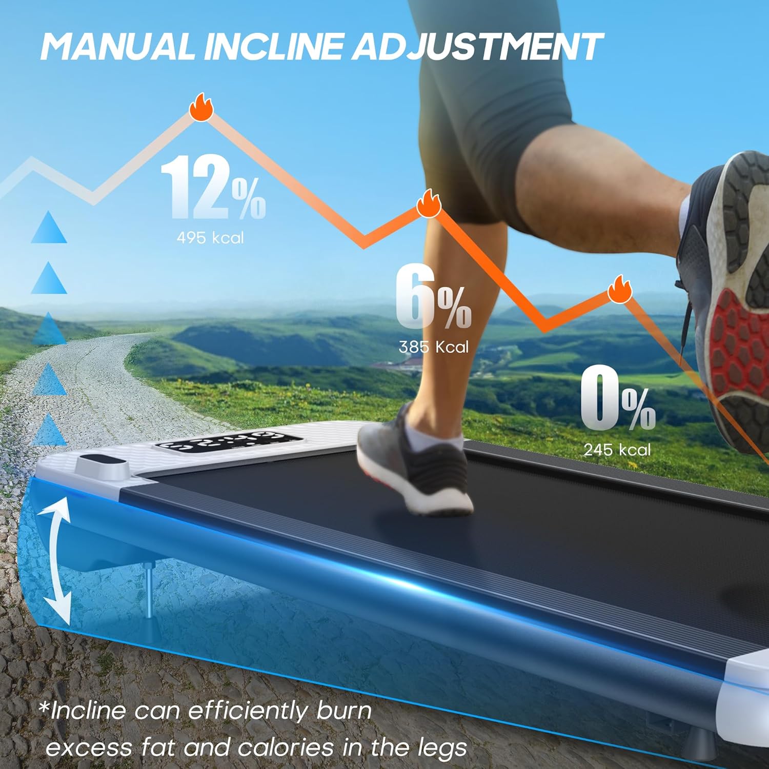 Under Desk Walking Pad Treadmill with Incline for Home Office E393