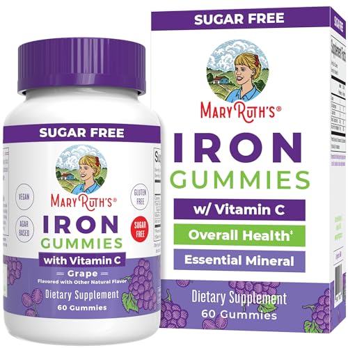 MaryRuth's Iron Suppleme nt Gummies for Adults | Sugar Free | Gummy Iron Supplements + Vitamin C for Ages 14+ | Iron Supplement for Iron Deficiency | Immune Support | Vegan | Non-GMO | 60 Count