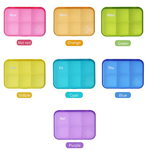 7 Piece Pill Organizer with 42 Compartments, Weekly Daily Travel Medicine Case D186