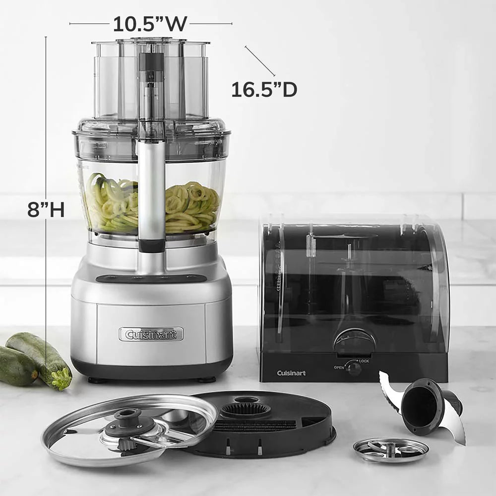 Cuisinart FP-1300SVWS Elemental 13-Cup Food Processor with Spiralizer, Dicer, Cutlery Set, Timer and Oven Mitts N126106