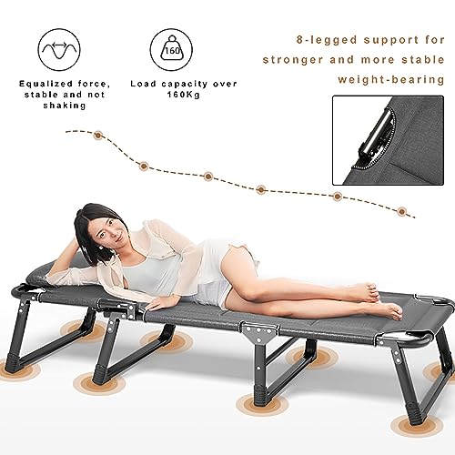 UPGENT Portable Folding Camping Cot with Pillow, Heavy Duty Adjustable Backrest V18895