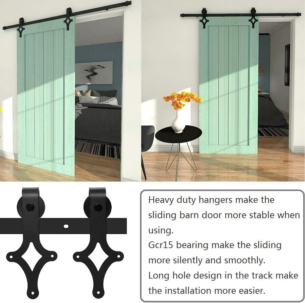 14FT Sliding Barn Door Hardware Kit, Heavy Duty, Black Y9125