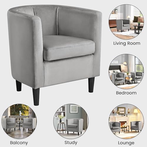 Yaheetech Velvet Accent Chair, Modern Upholstered Barrel Chair, Olive Green J55628