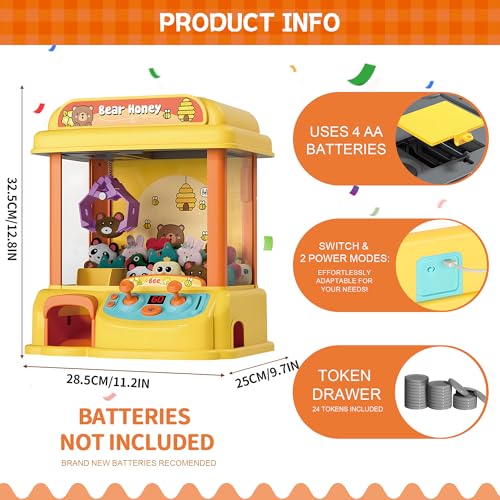 Claw Machine for Kids with Music Lights, USB Rechargeable, Ages 4-12 X2020
