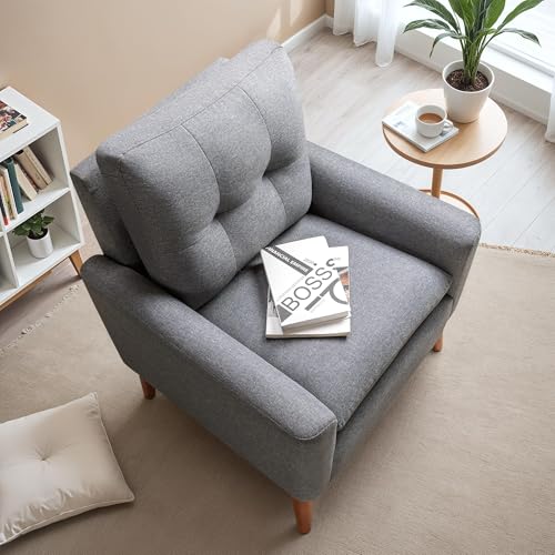 JUMMICO Mid Century Accent Chair with Wood Legs, Pearl White, Set of 2 W90764