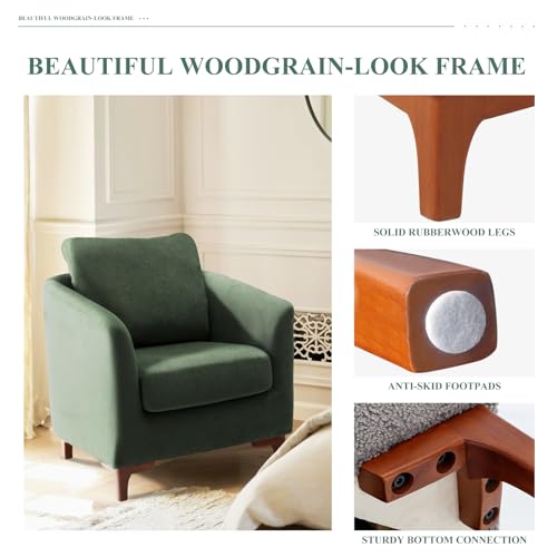 COLAMY Sherpa Accent Chair with Storage Ottoman Set, Cream E290651