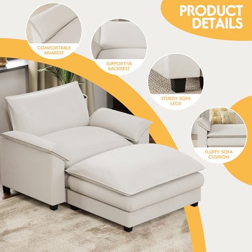 Homall 119" Modular Sectional Sofa with Reversible Ottoman, Light Grey V97154