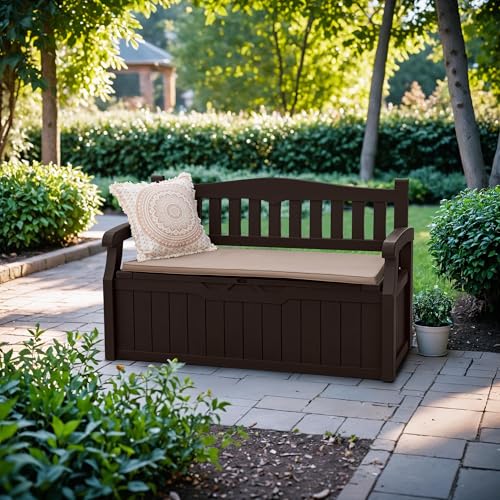 Devoko 80 Gallon Lockable Storage Bench Deck Box for Patio, Black Z966662