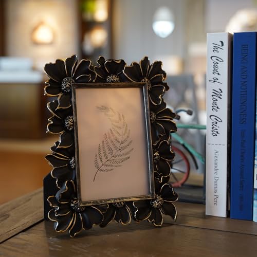 Vintage Picture Frame 8x10 Antique Black Ornate for Tabletop and Wall U180