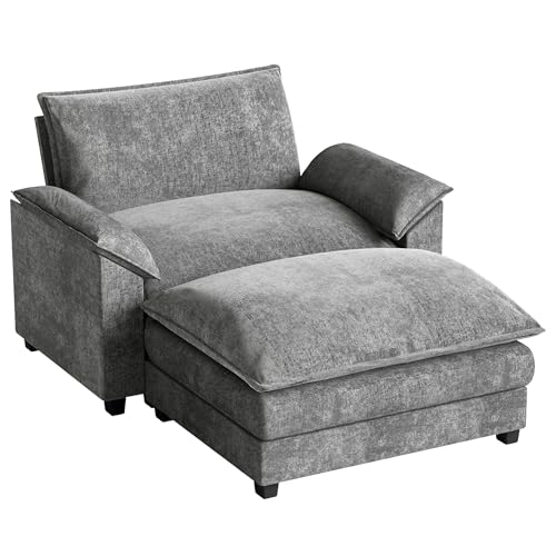 Homall 119" Modular Sectional Sofa with Reversible Ottoman, Light Grey V97154
