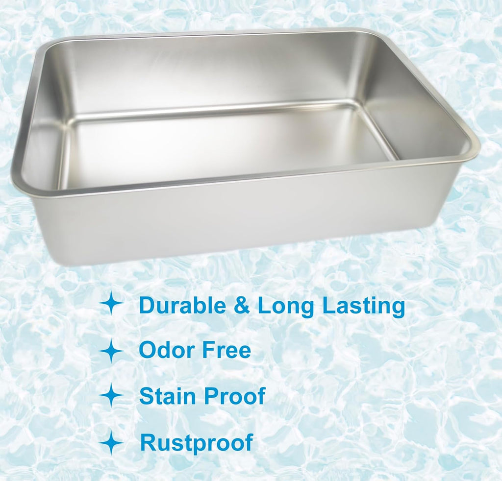 Stainless Steel Litter Box for Cat or Rabbit, Extra Large, Easy to Clean S218943