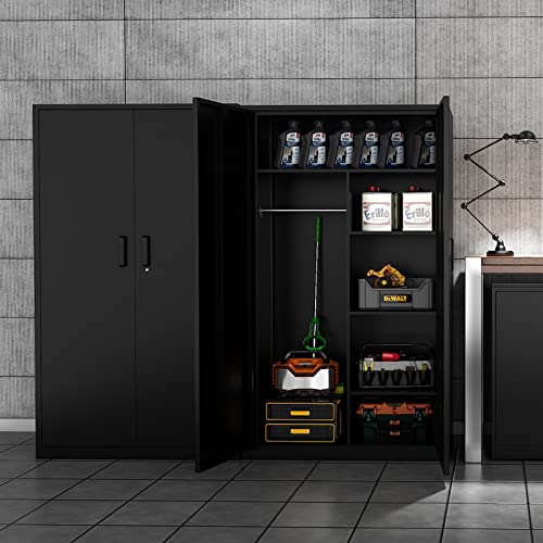 MIIIKO Metal Clothing Storage Locker, Steel Wardrobe with Shelves and Closet Rod, 72" N532099