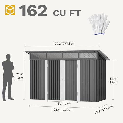 DWVO 6x4ft Metal Storage Shed for Outdoors, Dark Gray T6985
