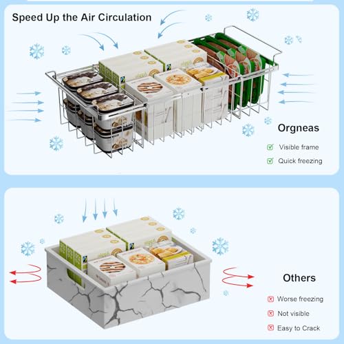 Chest Freezer Organizer Bins, Expandable Metal Wire Storage with Removable Dividers, 2 Pack K241