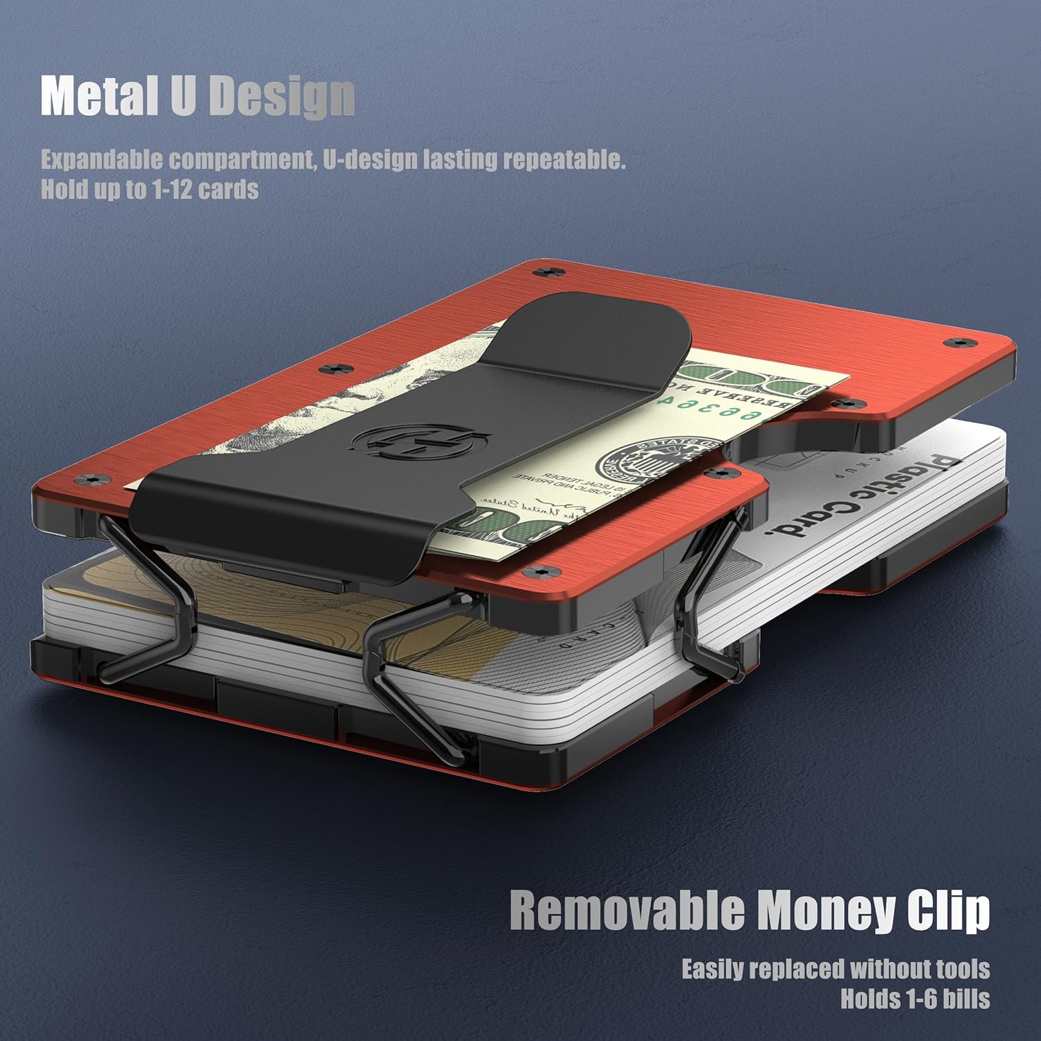 Minimalist Metal Wallet for Men with RFID Blocking and Removable Money Clip P954649